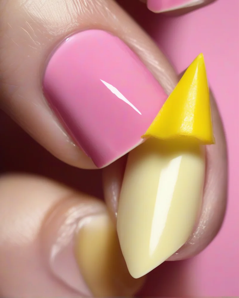 Butter yellow accent august nails simple design on stiletto nails.