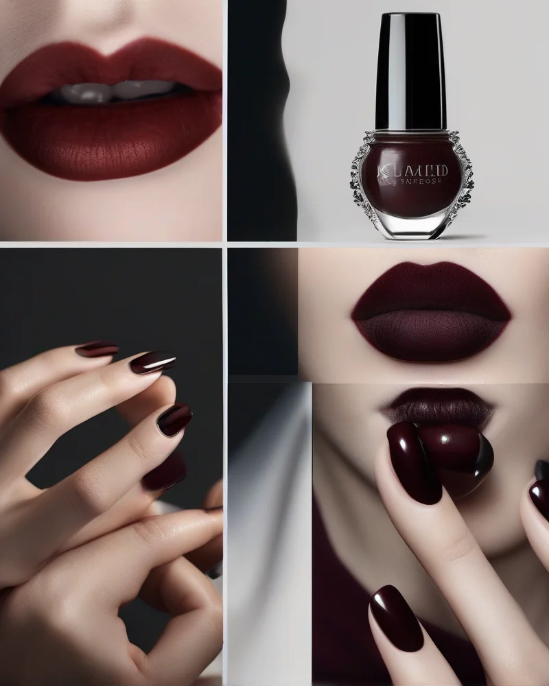 Nail Inspo September 5 A comparison of short squoval nails versus long almond nail shapes featuring dark moody autumn polish colors.