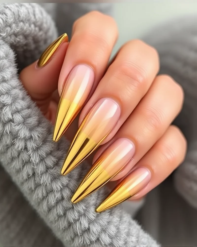 15 Chic Nail Ideas Fall 2026: The Ultimate Seasonal Trend Report 5 Luxury chrome tip nails for a modern fall manicure.
