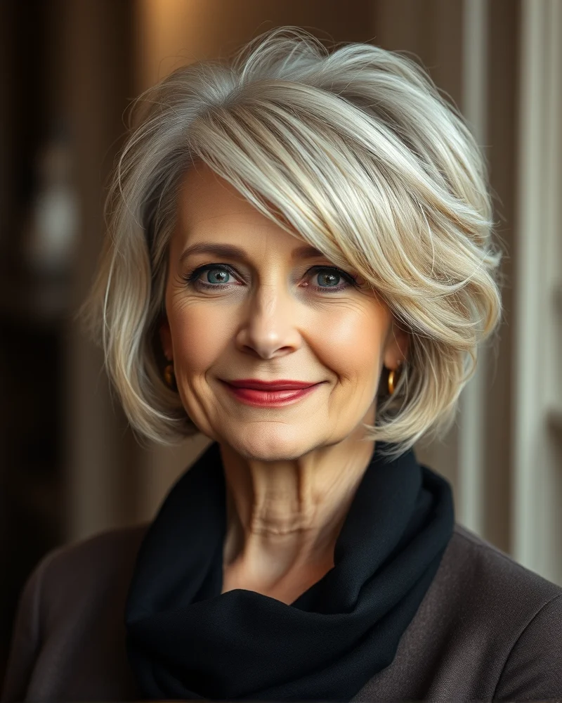 10 Chic Short Hair Styles for Older Women: Youthful, Modern & Easy to Maintain 6 Soft feathered crop haircut providing a light and elegant look for older women.