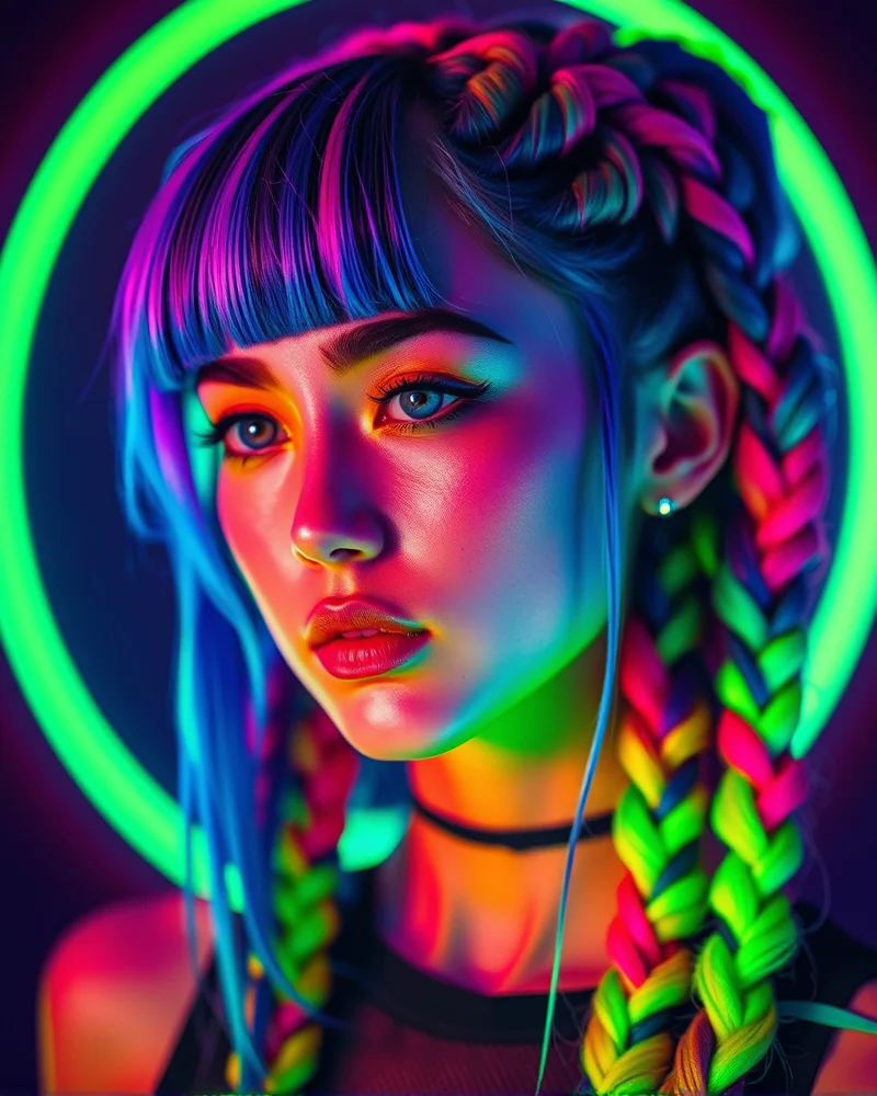 Top 7 Trendy Roblox Hair ID Codes for Your Virtual Avatar 6 Futuristic neon braided hairstyle ID Roblox for a gamer aesthetic.