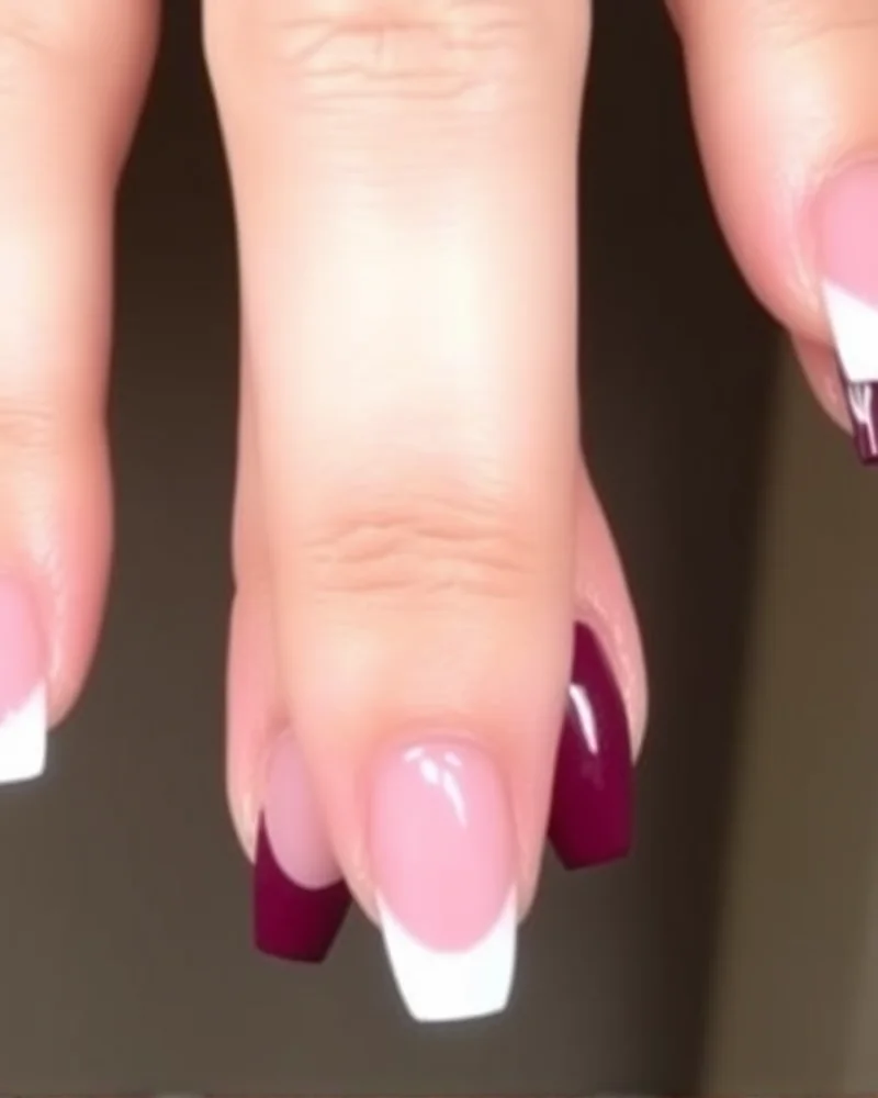 10 Chic End of Summer Nails Ideas to Transition Into Autumn 6 Coffin-shaped nails with deep plum-berry French tips.