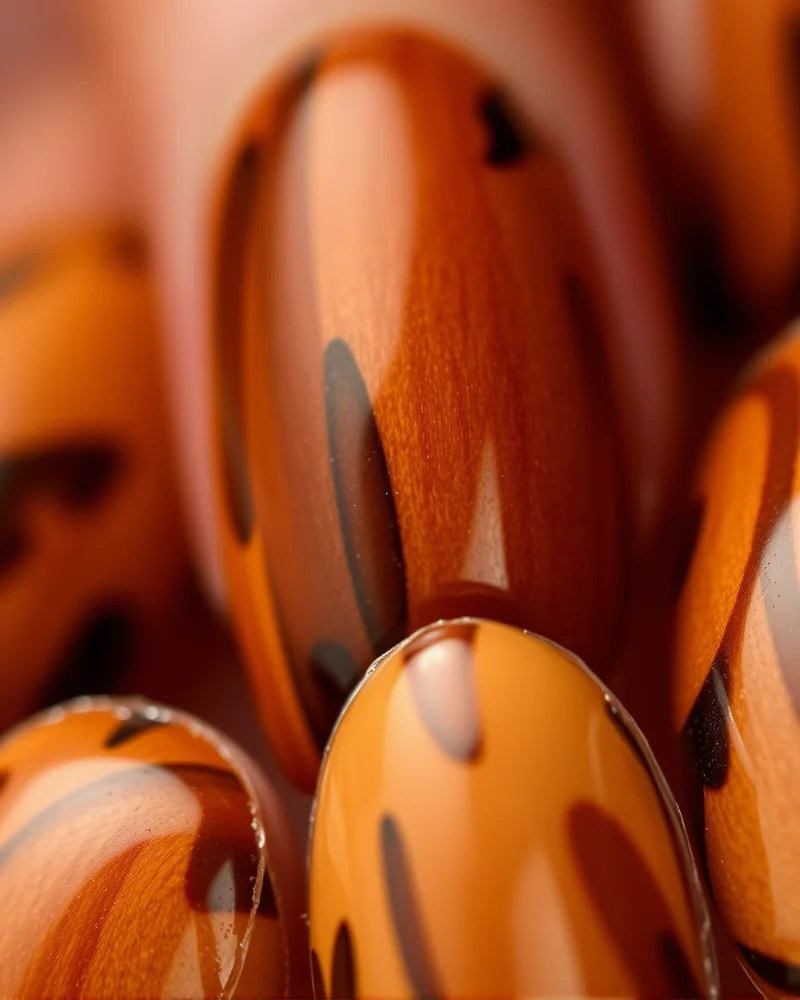 Monochromatic tortoiseshell print for back to school nails 2026.