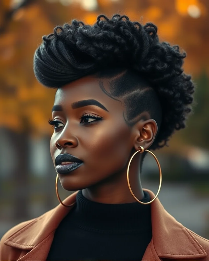 10 Chic Fall Hairstyles for Black Women: The Ultimate Seasonal Guide 6 High puff hairstyle on a Black woman, a simple yet chic fall look.