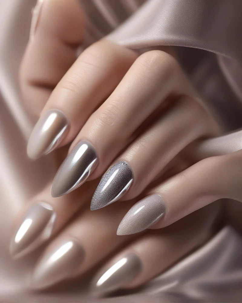 Minimalist Chrome Nail Art: The Ultimate Everyday Chic Guide 6 Minimalist silver aura chrome gradient nails.