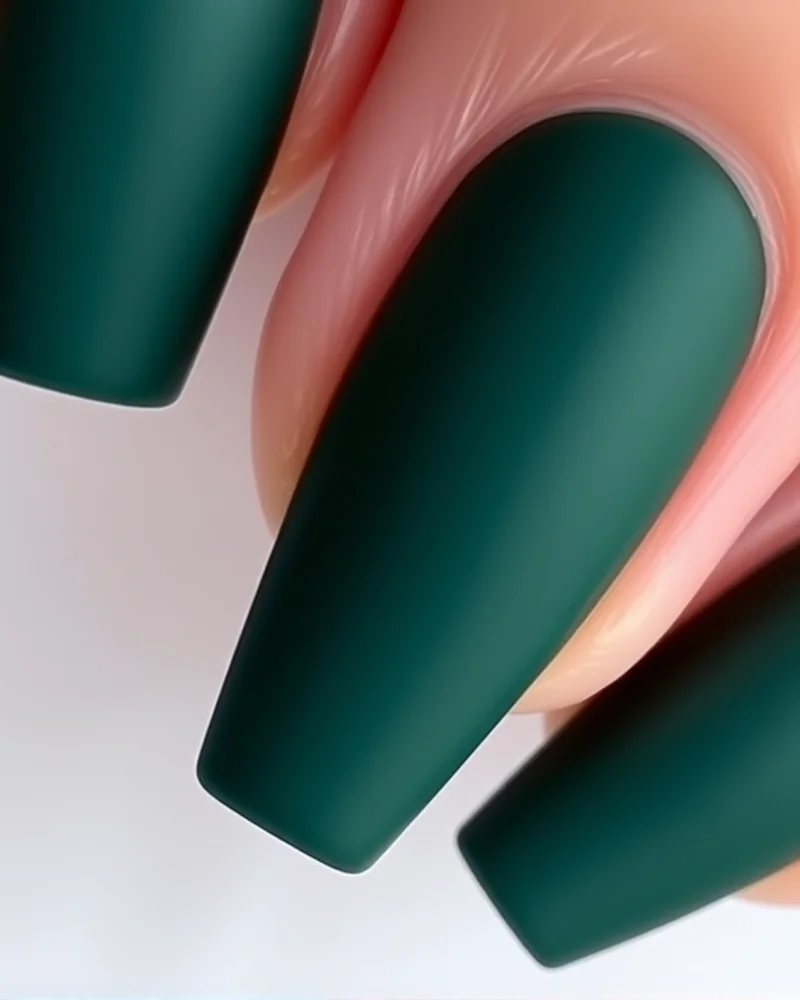 15 Chic Nail Ideas Fall 2026: The Ultimate Seasonal Trend Report 6 Matte forest green nails for a chic autumn aesthetic.