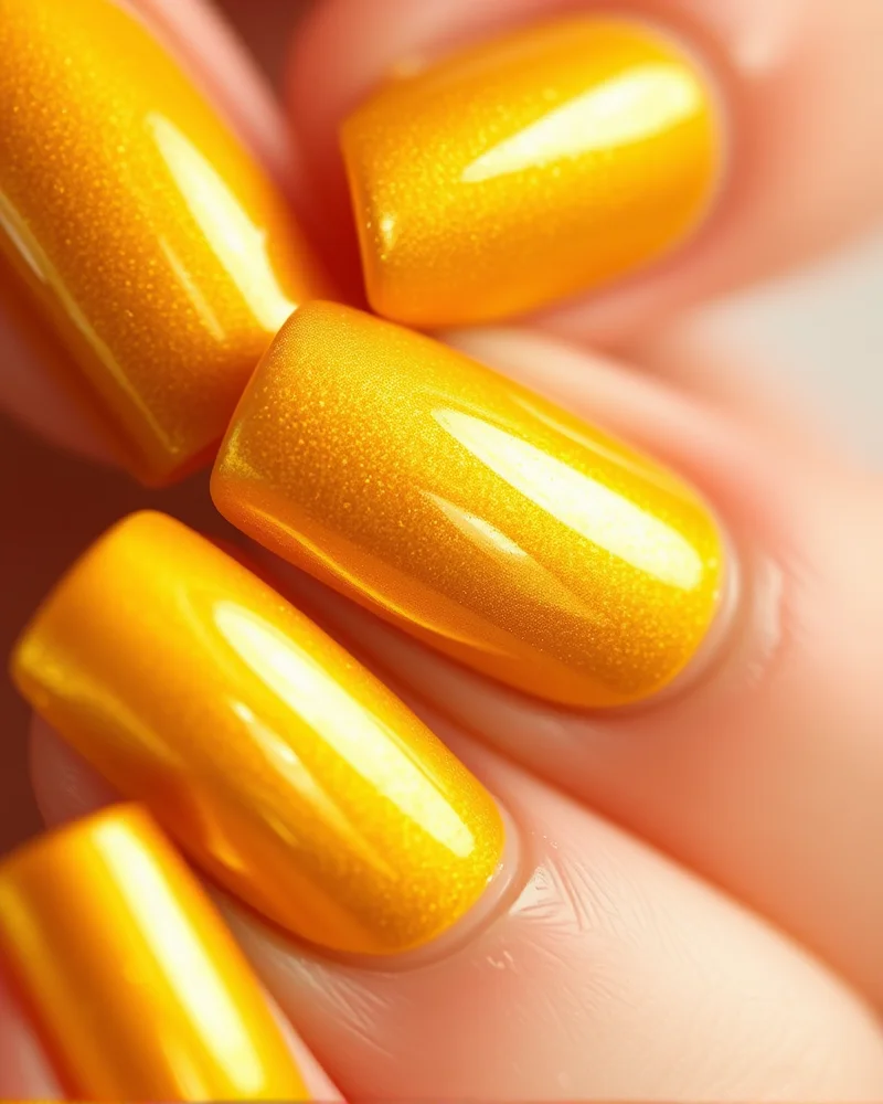 10 Chic Fall Short Nails: The Ultimate Seasonal Manicure Guide 7 Short rounded nails painted in high-shine molten gold