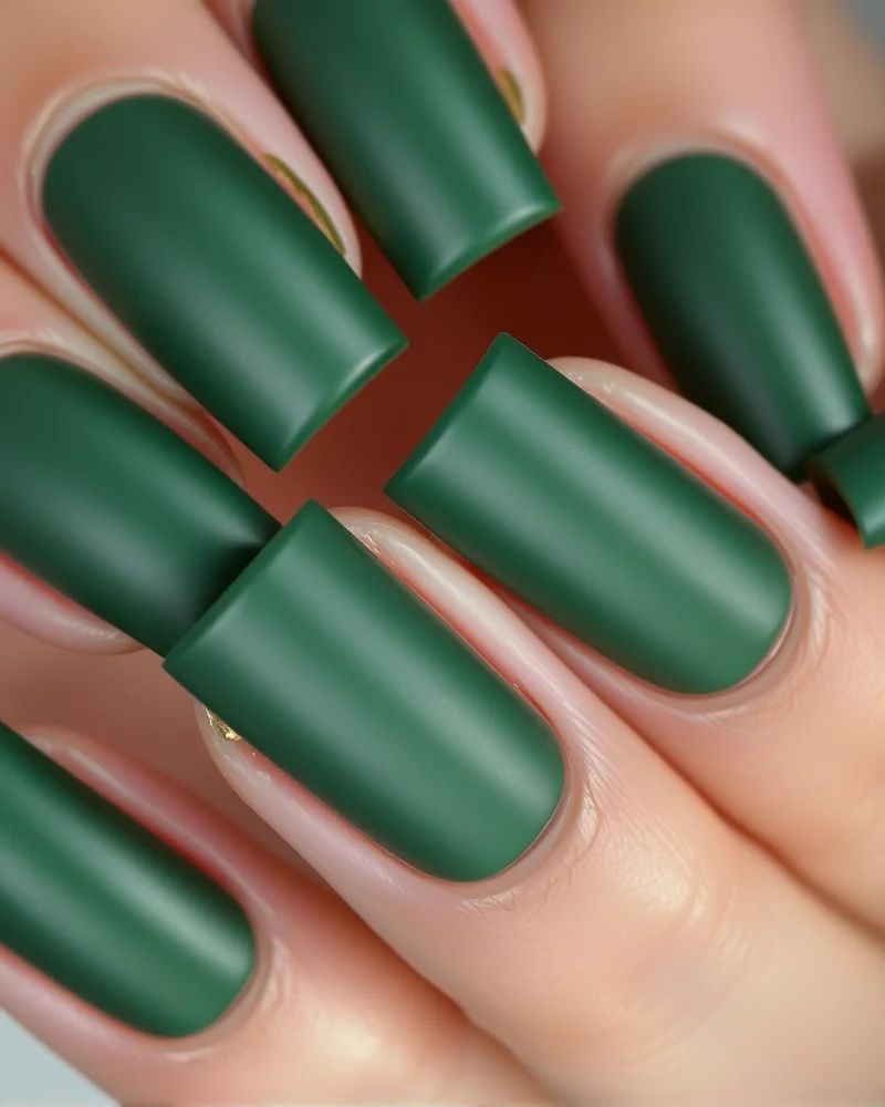 7 Luxurious Nails for Fall Trends That Define Autumn Elegance 7 Matte forest green nails for autumn