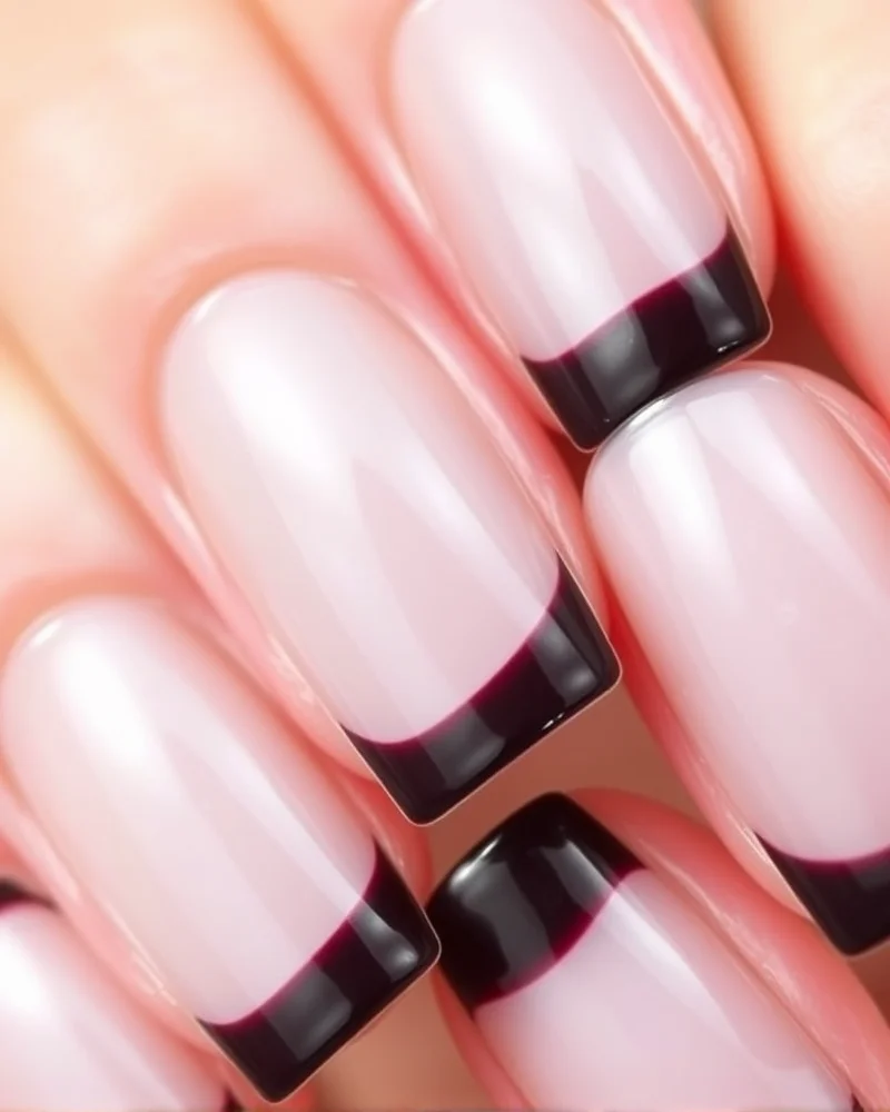 August September Nails: The Ultimate Transition Manicure Guide 7 Deep plum French manicure on short nails, representing early autumn trends.