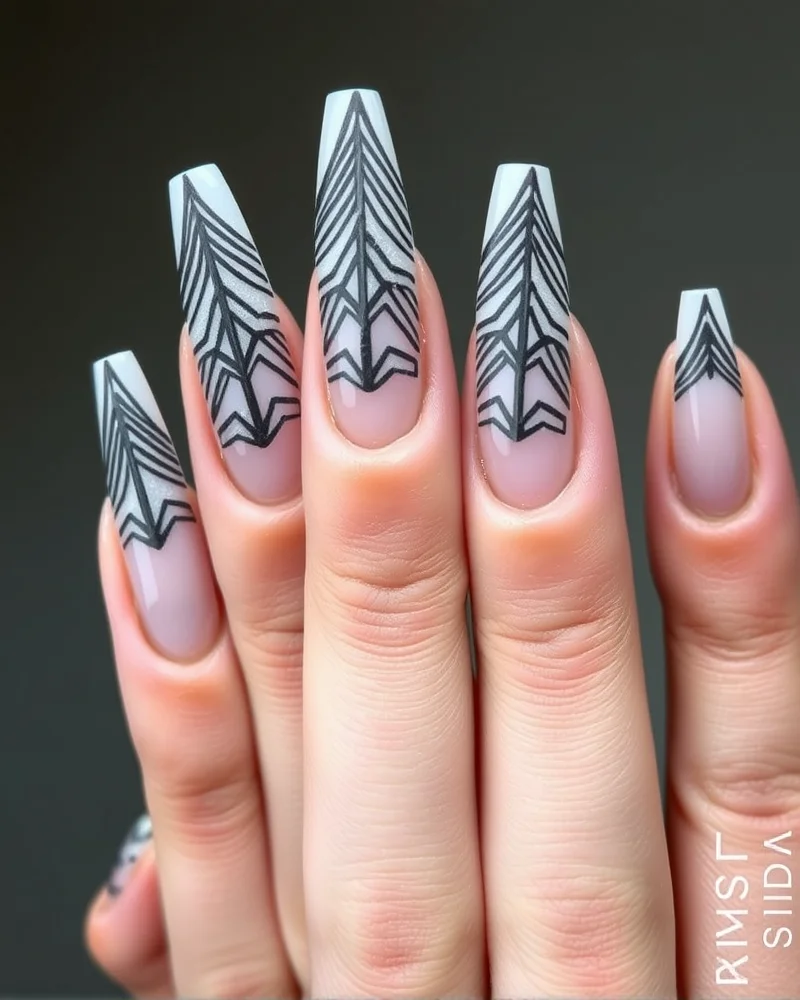 15 Chic September Nails Designs to Elevate Your Seasonal Transition 7 Geometric negative space nails for September.