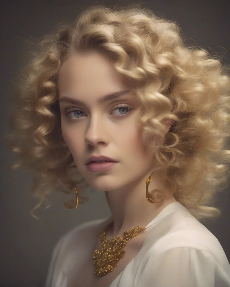 Accessorized half-up curly hair with ribbons and clips.