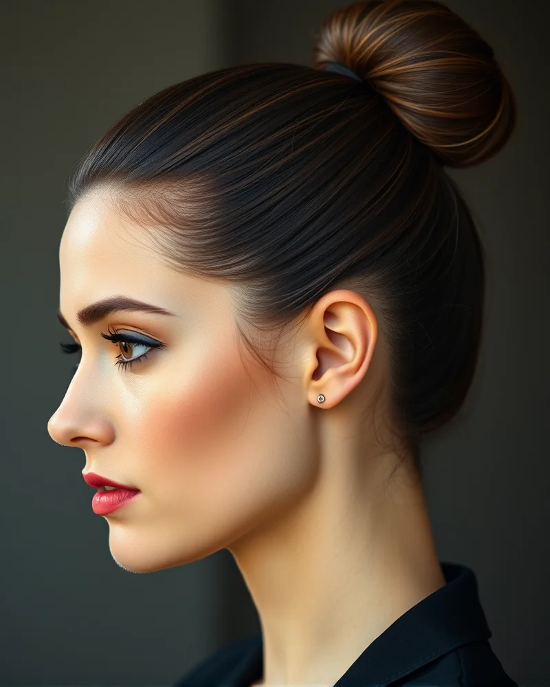 Managing Skin Boils: Professional Beauty & Hygiene Tips for Radiant Skin 7 Woman with a sleek high bun showcasing impeccable hair and skin.