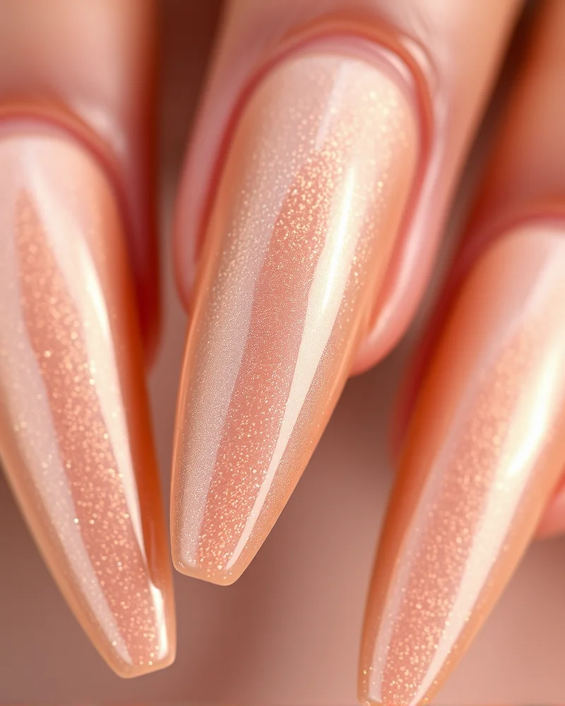 15 Simple Fall Nails That Are Defining Autumn Elegance 7 Warm taupe base nails with a pearlescent chrome glaze.
