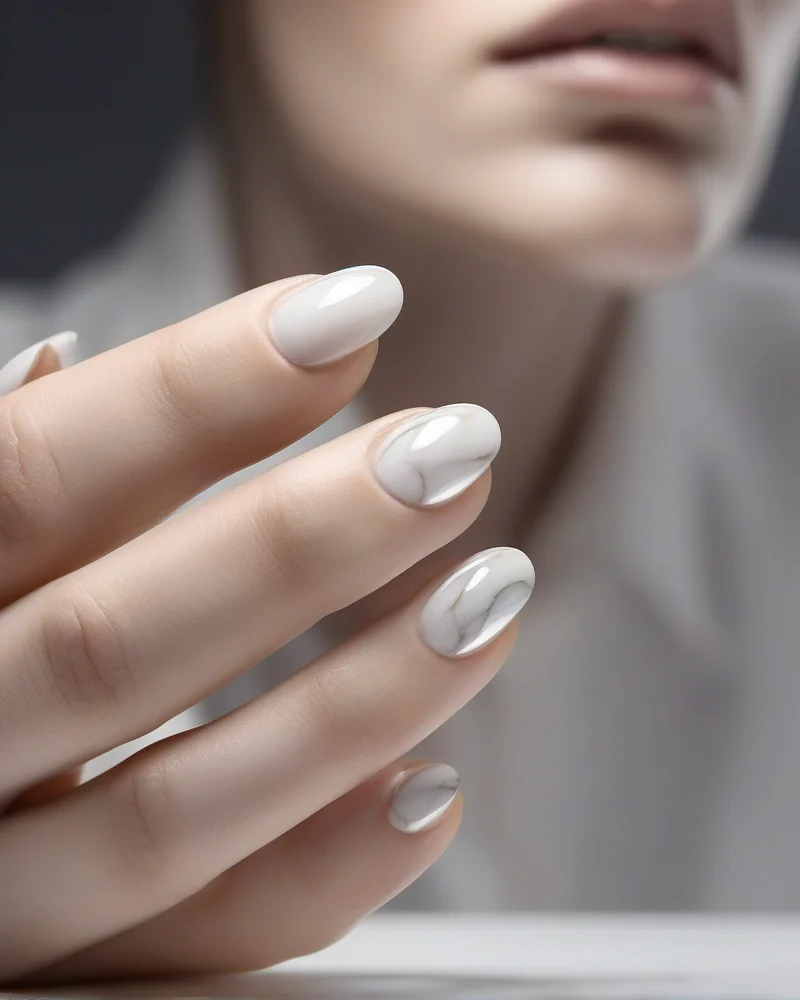 Minimalist Chrome Nail Art: The Ultimate Everyday Chic Guide 8 Minimalist silver chrome dot accent on short oval nails.