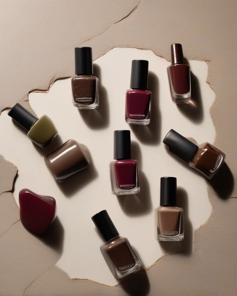 Comparison of professional gel polish and high quality lacquer bottles on a stone background for September nail inspo.