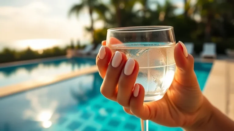 Simple Summer Nails: 7 Effortless Designs for Sunny Days 8 Close-up of elegant simple summer nails with milky base and gold accents, held in a luxury setting.