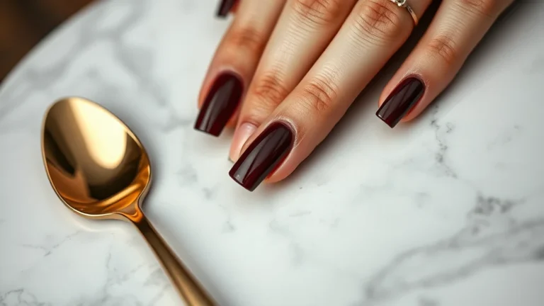 10 Chic Short Fall Nails: The Ultimate Autumn Manicure Edit 13 Elegant short fall nails in dark espresso brown color on a marble table.