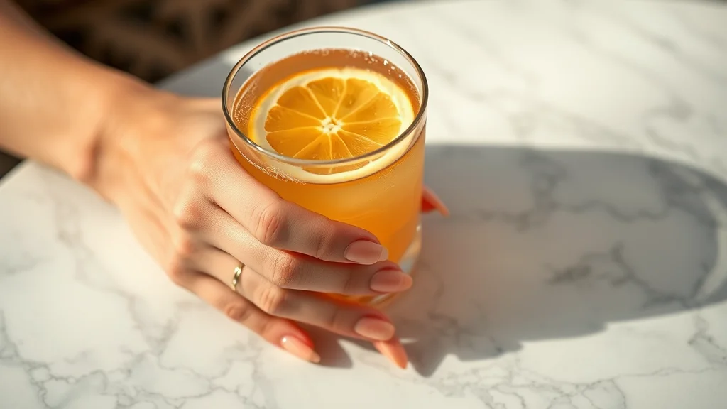 10 Trendy Nails for August: The Ultimate Guide to Late Summer Manicures 1 Close-up of luxury August manicure on almond nails with gold accents held in a hand over marble.