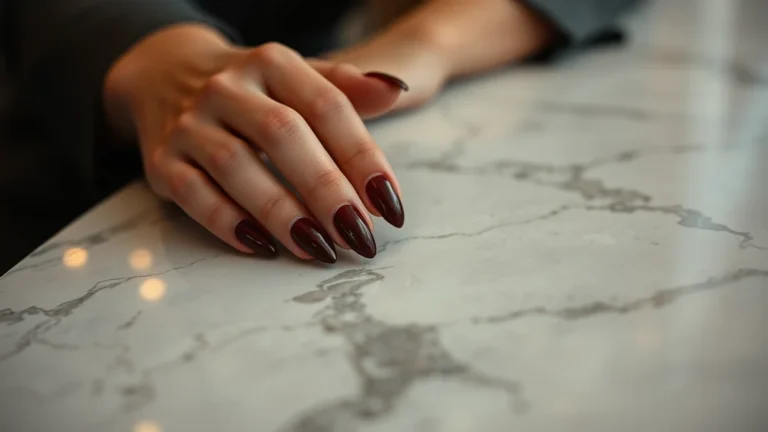 15 Chic September Nails Designs to Elevate Your Seasonal Transition 1 Luxury September nails designs in deep burgundy on almond-shaped nails.