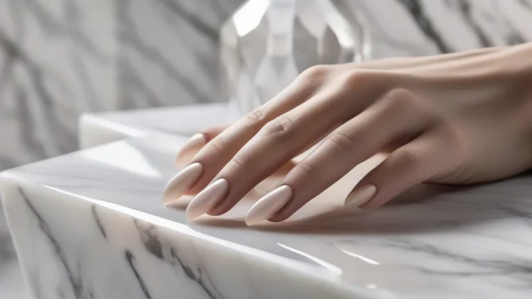 Close up of elegant luxury minimalist manicure in a high-end setting
