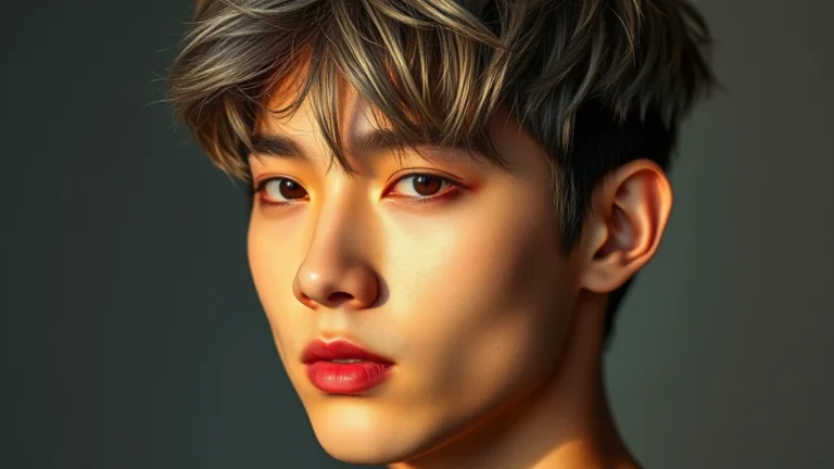 7 Iconic BTS Hairstyles That Are Defining Modern K-Pop Beauty Trends 8 A close-up editorial portrait of an idol-inspired ash-gray hairstyle with textured, soft-layered bangs.