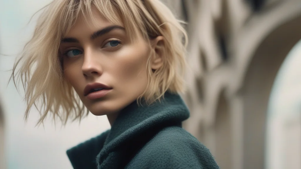 Modern 90s inspired shaggy bob haircut with choppy layers and curtain bangs.