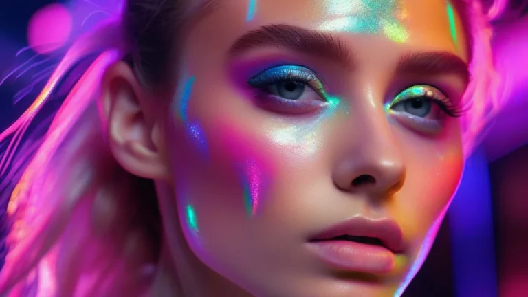 Close-up of artistic grunge-glam makeup inspired by Kesha featuring glitter and smudged eyeliner.