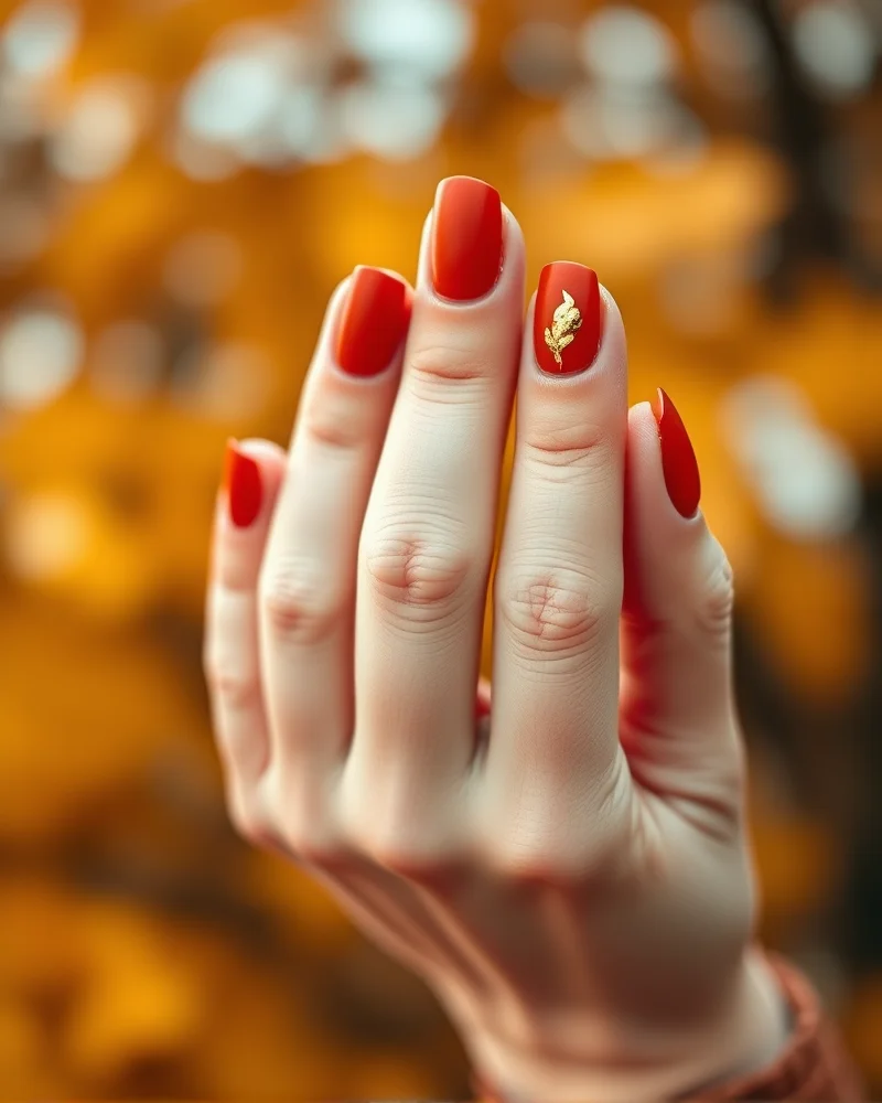 Fall Pumpkin Nail Designs 2 Close up of sophisticated pumpkin nail designs with matte and metallic finishes, featuring autumn color theory styling by Nailosmetic.