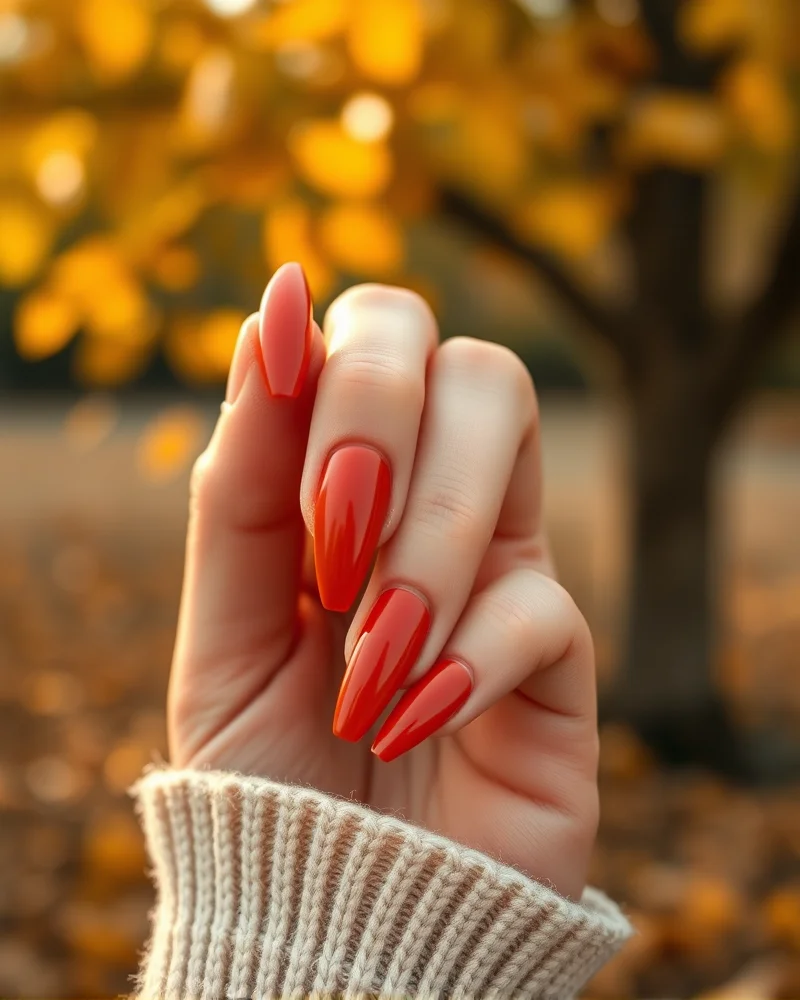 Fall Pumpkin Nail Designs 3 A selection of pumpkin orange, copper, and rust nail polish colors displayed on various skin tones to demonstrate the best autumn manicure shades.