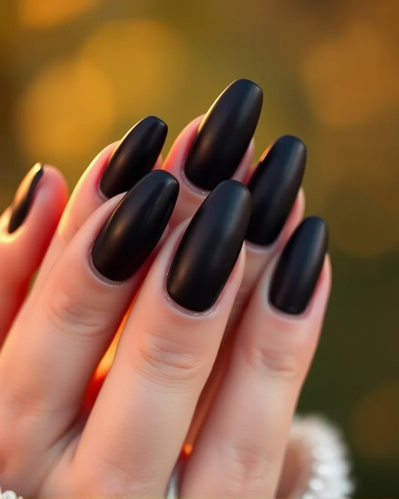 Velvet-matte magnetic nails in deep espresso shade reflecting autumn light.