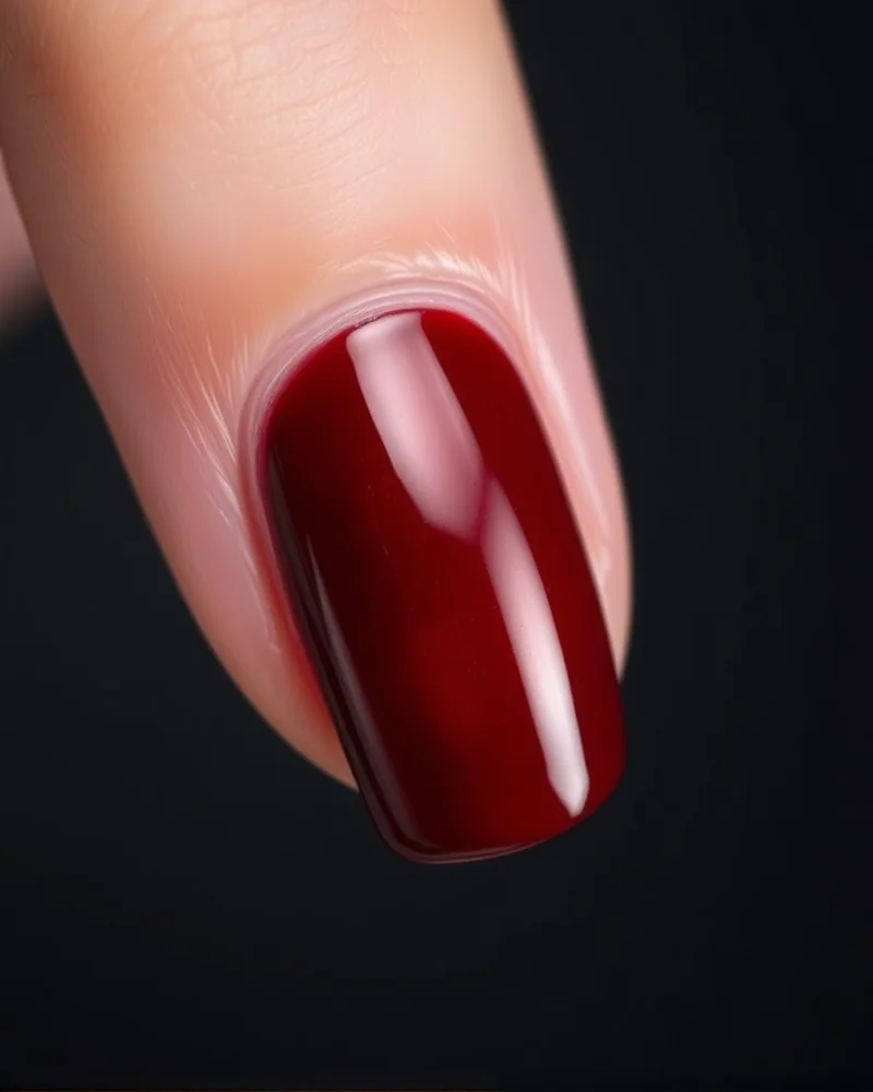 DIY nail polish layering technique showing sheer summer jelly polish applied over dark autumn opaque nail color.