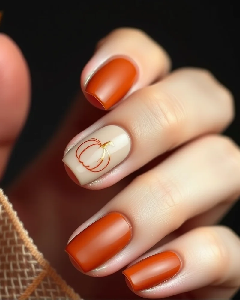 Fall Pumpkin Nail Designs 10 Sophisticated and minimalist pumpkin nail design with gold leaf accents for formal events