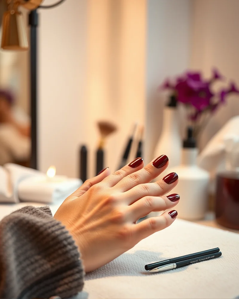 Professional DIY September pedicure application using high pigment nail polish