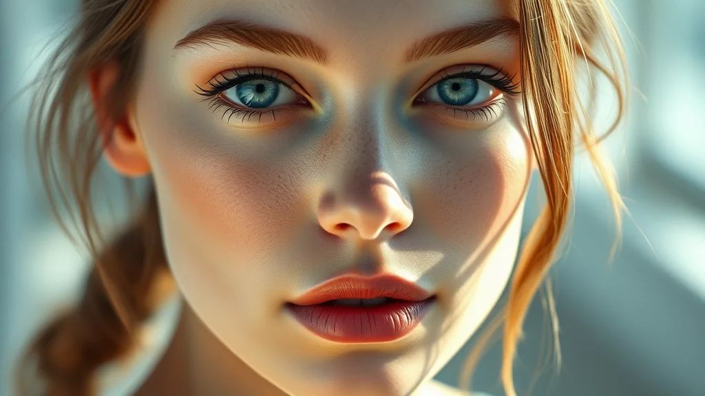 Model with flawless, ghostly porcelain skin and subtle ethereal makeup.
