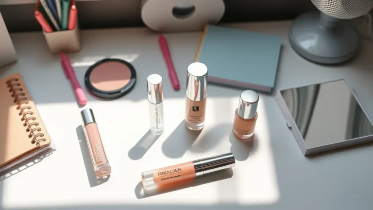 Back to School Makeup for Teens 28 Aesthetic collection of back-to-school makeup products for teenagers on a clean desk