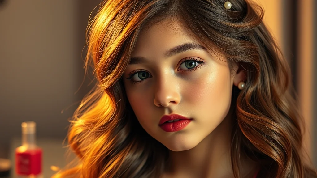 Model showcasing an elegant half-up half-down homecoming hairstyle with soft beach waves.
