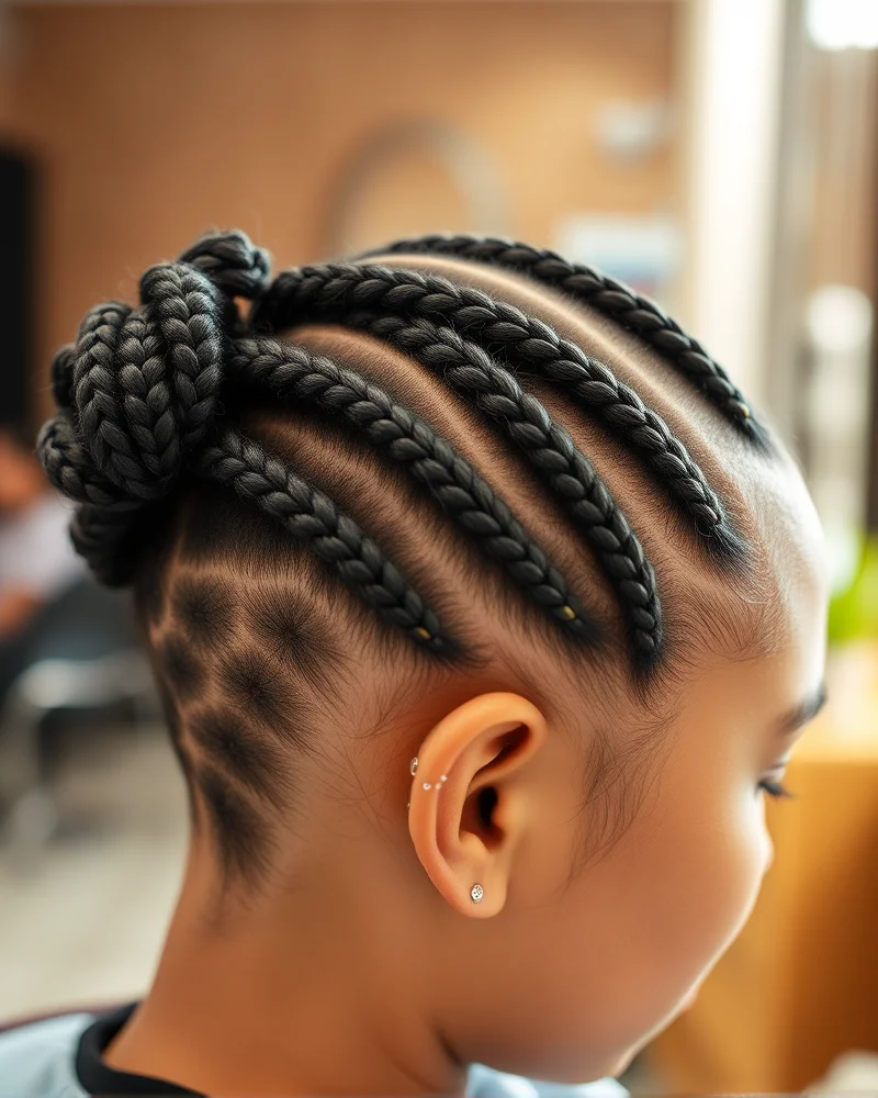 braided hairstyles for black women cornrows 6 A close-up view of a healthy, clean scalp with neat cornrows, showcasing proper hygiene and scalp care.
